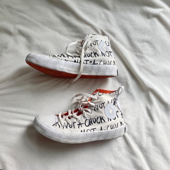 Converse Chuck Taylor white orange and black high tops - Picture 3 of 13